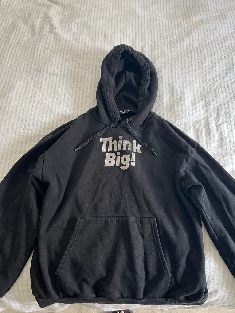 Balenciaga Black Hoodie with White "Think Big!" Graphic